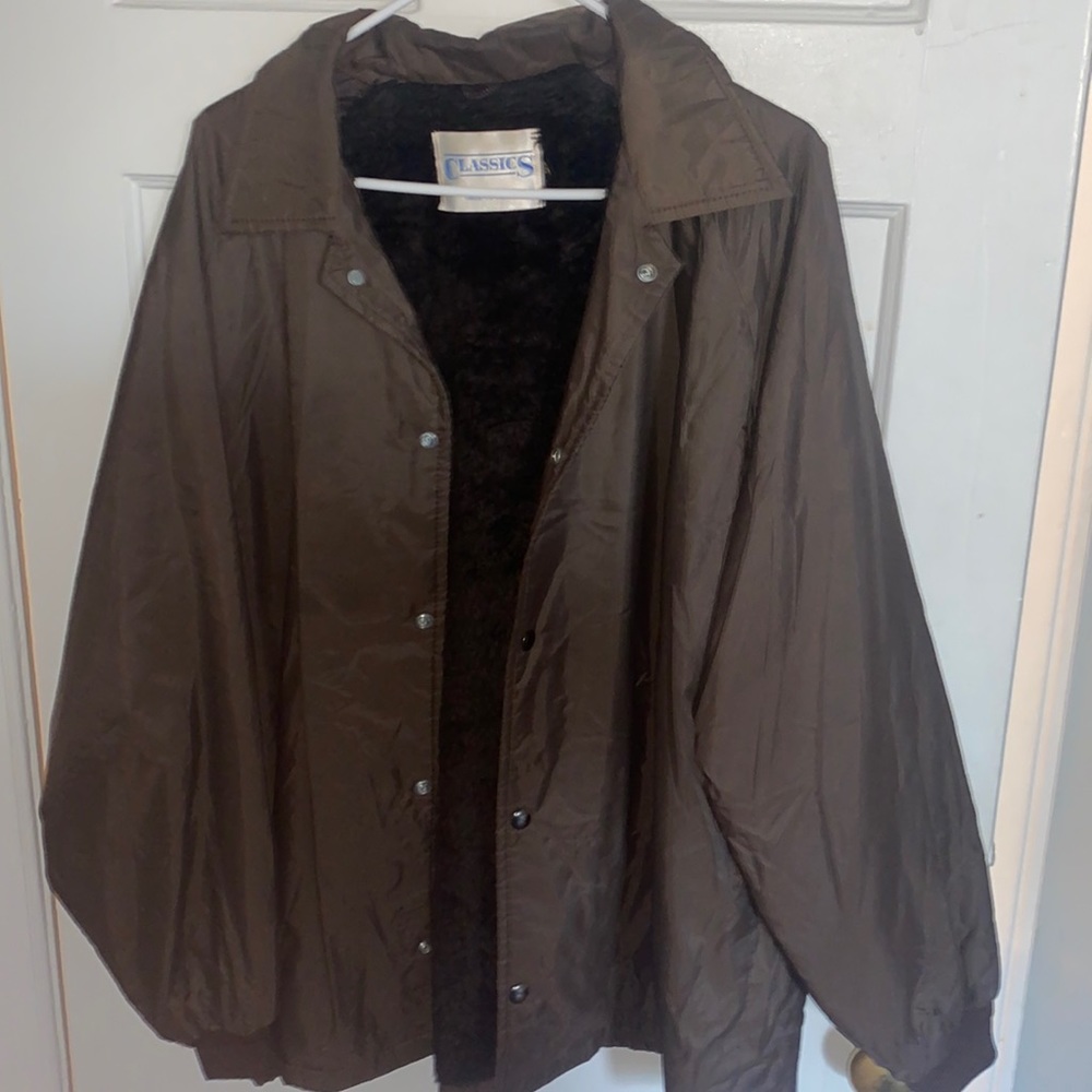 Brown Classics Nylon Jacket with fur interior